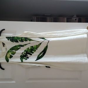 Tommy Bahama sheath dress white with palm leaves